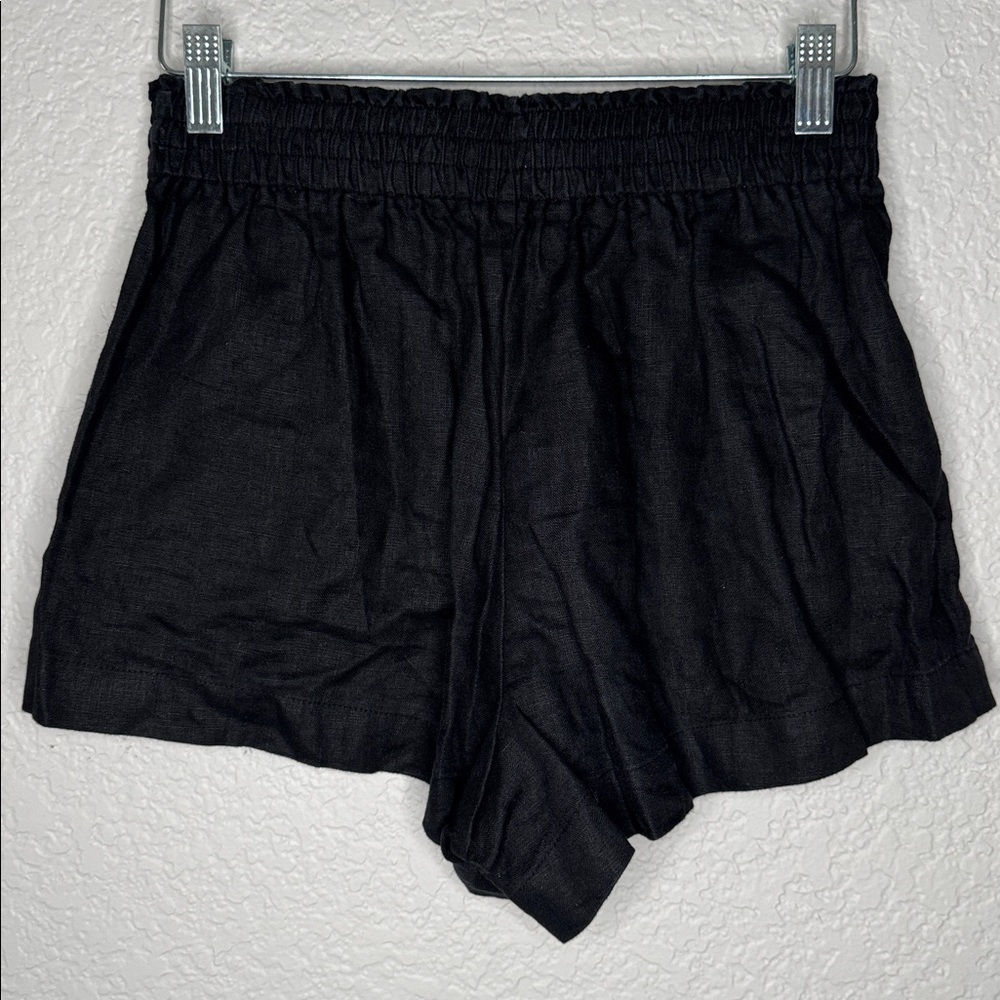Reformation Mila Black 100% Linen Shorts Small Normcore Summer Staple Vacation - Picture 6 of 9